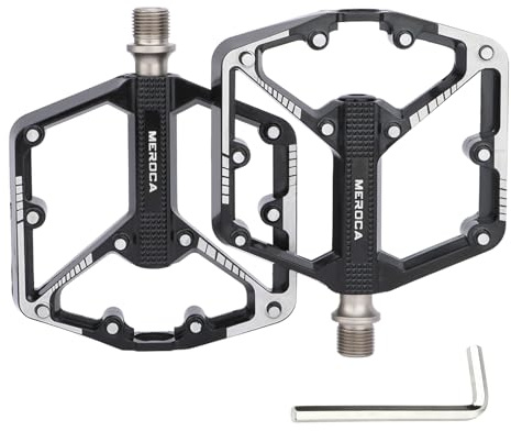 Yongness 3-lagers cykelpedal, lätt aluminium halkfri cykelpedal, 9/16 tum universell passform för landsvägscyklar, mountainbikes, lätt att installera, hållbar, tyst design (svart-1)