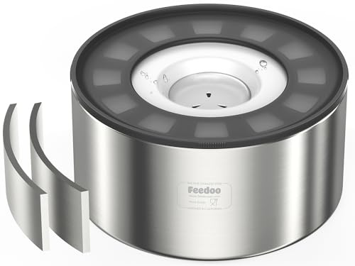 Feedoo 1Gallon No Spill Water Bowl for Dogs, Double-Wall Stainless Steel with Splash-Proof Paws Lid and Floating Disk, Non-Slip Base, Easy to Clean Slow Water Feeder for Large Medium Dogs