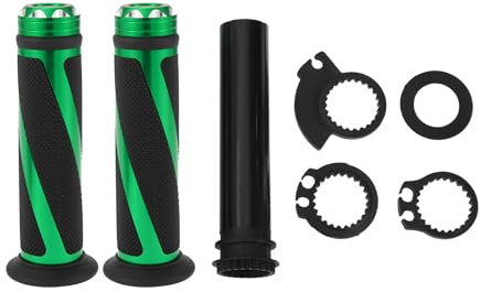 Partuto 7/8 22mm 15/16 24mm Motorcycle Hand Grips Cover Kit Non Slip Aluminum Alloy Rubber Handle Bar Throttle Grips Black Green 1 Set