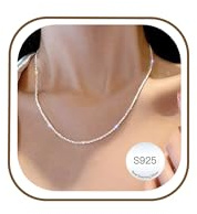 Avotto S925 Sterling Silver Diamond Chain for Women 2mm Dainty & Hypoallergenic Silver Chain Necklaces for Women 26 Inch