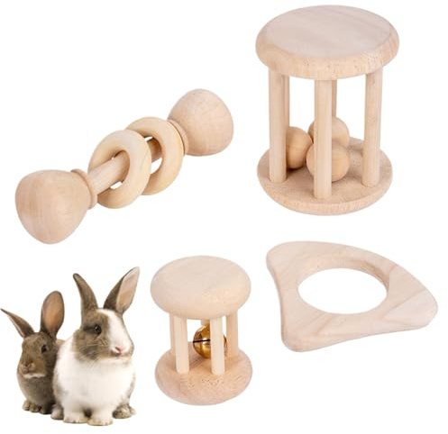 Patifirst Jouets Anti-Ennui pour Lapins - Jouets en Bois à Mâchouiller pour Lapins,Fournitures pour Animaux Jeu Interactif Rongeurs Exercice Entraînement