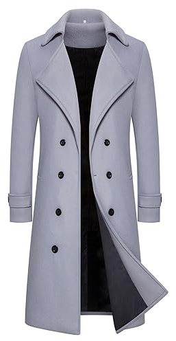 Manteau Homme Duffle Veste Trois Quart Trench Coat Coup-Vent Pardessus Classique Parka Col Montant Hiver en Laine Caban Automne