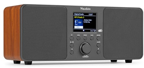 Audizio Genua Radio Dab+ Bluetooth 5.0 - Gris Foncé, Écran Couleur 2,8, Deux Haut-Parleurs, Sortie Casque, Port USB, Télécommande Incluse, Idéale pour Écouter la Radio à la Maison