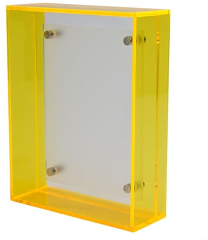 Cushteg fotoram i akryl för hem- och trädgårdsdekor | Klar ramlös design med kromavstånd | för foton, affischer, skisser | 11 cm x 14 cm (4,3 x 5,5 tum) (gul)