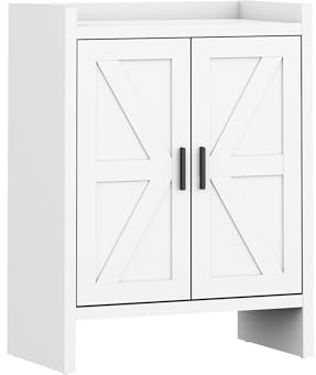 Panana 5/6 Layer Farmhouse Style Shoe Cabinet, Wooden Double Door Shoe Rack Entrance Door Freestanding Shoe Storage with Adjustable Shelves for Entry, Hallway, Corridor (White, 5 Tier)