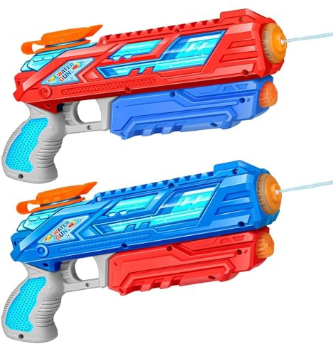 PlsMupn 2 PCS Pistola ad Acqua per Bambini, 280 ML Potente Fucile ad Acqua, Pistola Acqua Giocattolo Gittata di 8,8 metri, Water Gun Idea Regalo per Battaglie Estive in Giardino Piscina