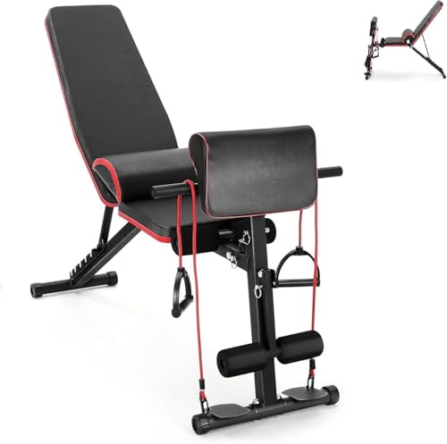 BREEZENEST Foldable Adjustable Weight Bench, Multi-Position Gym Workout Bench Press, Strength Training Fitness Bench with 7 Incline Levels, Heavy Duty Home Gym Bench for Full Body Workout