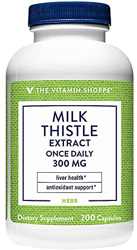 The Vitamin Shoppe Milk Thistle 300 MG - Liver Health Support, Detoxification & Antioxidant Protection (200 Capsules)