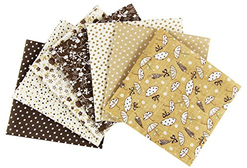 aufodara 7 pezzi 50x50 cm Quadrati Tessuto Cotone Stoffa Patchwork Modelli Diversi Tessuti per Cucito, Quilting, Artigianato, Fai da te, Hobby Creativi, Materiali pacchetto (Marrone)