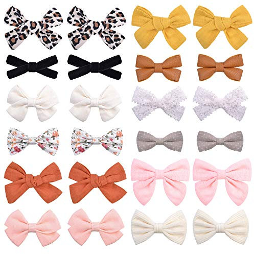 jollybows Haarschleifen für Babys, Mädchen, komplett gefüttert, Krokodilklemmen, Haarschmuck für kleine Mädchen, Kleinkinder, Kinder, Teenager, paarweise, 24 Stück