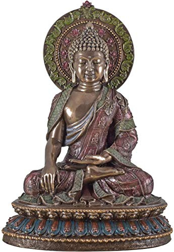 Veronese Collection, Hand Painted Buddha Figure, 20 X 12 X 27,5 Cm Hard Polyresin (Marble Powder Mix) Trinket Figure