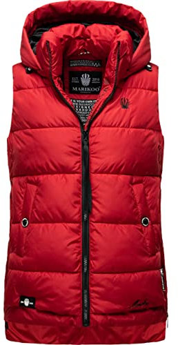 MARIKOO Damen warme Winter Steppweste mit Kapuze Zarinaa Red Gr. M