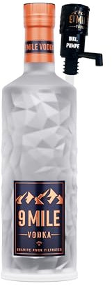 9 MILE Vodka 3l inkl. Flaschenpumpe & Geschenkverpackung – 37,5% Vol. Premium Vodka mit LED-Beleuchtung, Granite Rock Filtration & mildem Geschmack – ideal für Longdrinks oder den puren Genuss