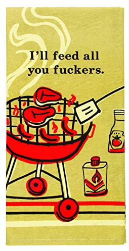Blue Q I'll Feed All You F'ers Dish Towel - Funny Kitchen Towels, 100% Cotton, Durable, Soft & Super Absorbent, Machine Washable, Screen-Printed, Vibrant Colors, Functional Gift Ideas, Size 28 x 21