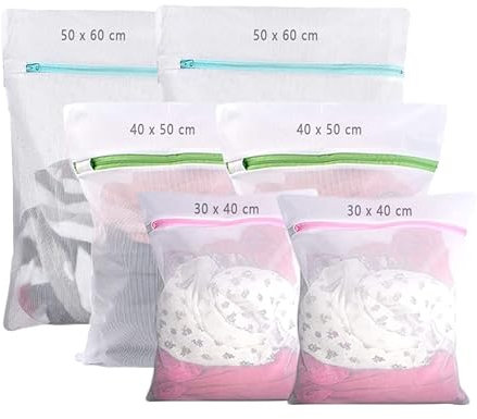 Dmjia Wäschesack 6 Stück, 40cm - 60cm 3 Verschiedene Größen Wäschebeutel, Laundry Bag Schützt Empfindliche Kleidung, Versteckter Reißverschluss, Sehr Langlebig