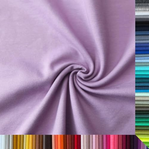 Jersey Stoff Uni - Hochwertiger Baumwolljersey - Meterware, 220g/m², Öko-Tex Standard 100 - Jerseystoffe ab 25 cm Länge Farbe Flieder
