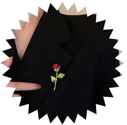 Cimenexe Broche Vintage De Rosa Roja - Flor De Esmalte Para Solapa, Boda, Banquete - Insignia Alfileres Joyería Para Mujeres