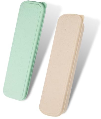 GGUFAY 2 caja de cubiertos portátil de 20 cm/7,8 pulgadas, bolsa de viaje para almacenamiento de vajilla, bolsa de camping, para cuchara, tenedor y palillos (verde,Beige)
