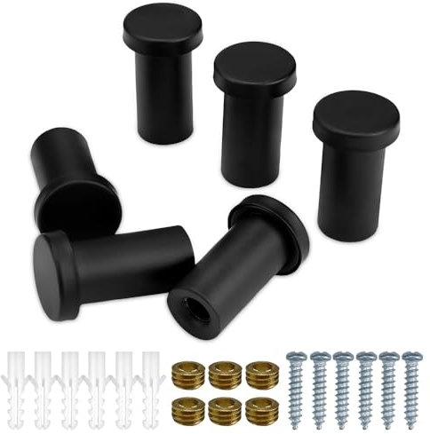 yotutun Gancho para Toalla, 6 Piezas Acero inoxidable Negro Colgar Pared Gancho Ganchos de Decoración Redondo Soporte Toallas para Baño Dormitorio Cocina Dormitorio