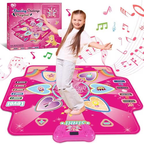 JoltJive Tanzmatte,Leuchtende Tanzmatte Geschenk für Mädchen,Alter 3 4 5 6 7 8 9 10 11 12+ Jahre,Tanzmatte mit LED-Leuchten,4 Spielmodi, 5 Schwierigkeitsstufen,Geburtstag Weihnachten Spielzeug