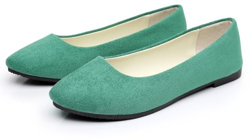 Womens Lovely Ballet Flats with 26 Vibrant Colors, Ladies Indoor Outdoor Comfy Flat Shoes Pure Color Suede-Effect Upper Ballerina Pumps Portable Slip On Dolly Shoes