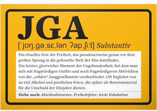 DankeDir! JGA Definition - 30 x 20 cm Schild - Partydeko Requisiten Feier Accessoires Junggesellenabschied Geschenk - Geschenk Braut Deko Idee Karte Überraschung Party Männer