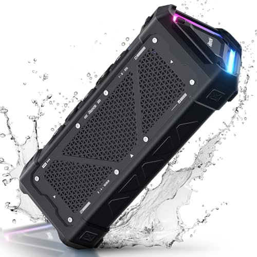 RIENOK S11 Altavoz Bluetooth Potente Impermeable IPX7 3 EQ Modos USB Audio Bluetooth 5.3 Portátil Inalámbrica Dura 24 Horas Emparejamiento Estéreo Luz RGB Apoya Tarjeta TF