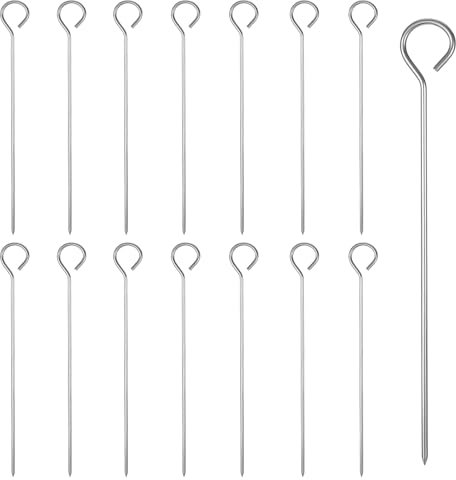 15 Stück Grillspieße Edelstahl, 15 cm Schaschlikspieße Metallspieße, Wiederverwendbare Hähnchenspieße für Grillen BBQ Kochen Küche Hähnchenbraten Zubehör