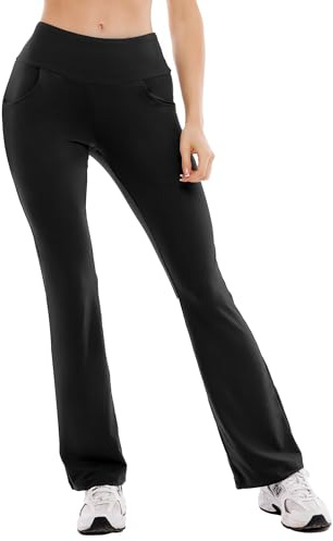 Stanpetix Flared Yogahose für Damen mit Taschen für Yoga Workout Leggings (Schwarz,XL)