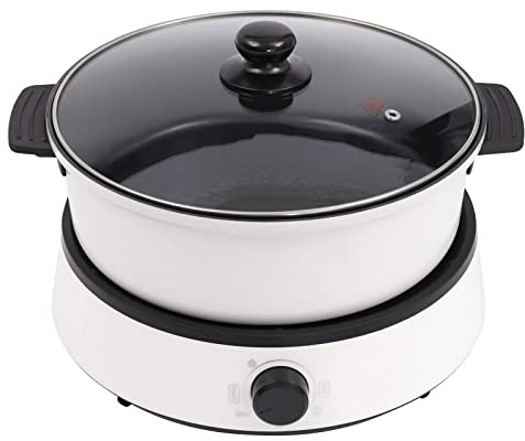 Electric Hot Pot Cooker, 4L Electric Non-Stick Hot Pot, Separate Design Multifunctional Electric BBQ Grill Pots, with Tempered Glass Lid for Party, Family and Friend Gathering