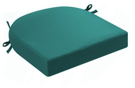 Surwin Cojines para Sillas de Jardin, Cojines Forma U para Asientos Funda Lavable con Cremallera Grosor 5cm, 2 Cintas de Sujeción, para Interior y Exterior Jardín y Terraza (Verde Oscuro,48x48x5cm)