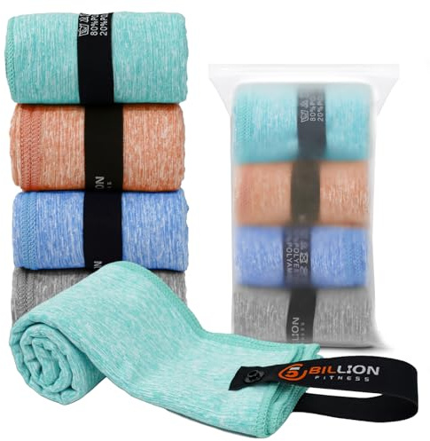 4 Pack Microfiber Towel Quick Dry Set - Super Absorbent Gym Towels Lightweight Hot Yoga Towel Fast Drying Travel Towels for Workout Sports Exercise-Home Gym Accessories for Men & Women