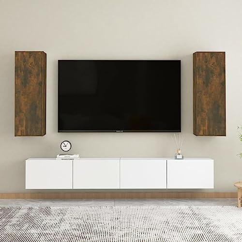 LoogCape Set of 2 TV Cabinets for Smoking, 30.5 x 30 x 90 cm, Wood Material, Wall Mount, Modern Design, Versatile for Living Room, Bedroom