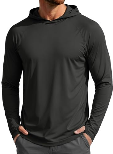MAGCOMSEN Men's Sun Protection UPF 50+ Running Top Lightweight Quick Dry Breathable Gym Hoodies Long Sleeve Sports T Shirt
