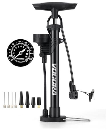 Bomba Bicicleta VOGORA con Manómetro Superior, inflador Bicicletas para Válvulas Presta y Schrader, hinchador Bicicleta Plegable Estable, Inflado Rápido para Bicis de Carretera y MTB, Garantía 2 Años