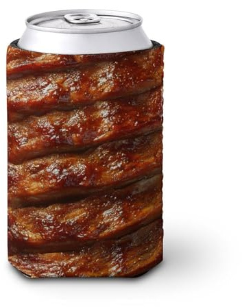 Beer Can Cooler Sleeve,Slow-Cooked Ribs Texture Can Cover Beer Cooler Soft Insulated Beverage Holder for Party Beach Event Home