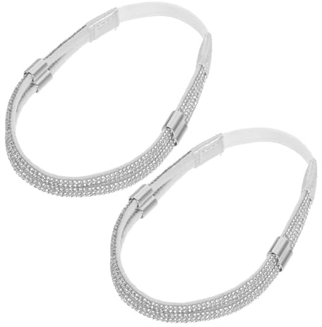 HEALEEP Cinturini per Tacchi Alti Anti-allentamento Staccabili in Pelle Sintetica Argento Cinturino Caviglia, Accessori per Scarpe Tacchi Donna, Supporto Antiscivolo per Camminata Sicura