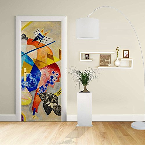 Adesivo Design porta - Kandinsky Centro Bianco - KANDINSKY White Center Decorazione adesiva per porte arredo casa - stampa per Porta dimensioni personalizzabili -Stampa su PVC (90X210)