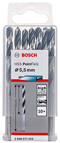 Bosch Professional 10-Piece PointTeQ HSS Twist Drill Bit (for Metal, 5.5 x 57 x 93 mm, Drill Driver Accessories)