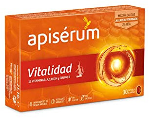 APISERUM Cápsulas Jalea Real con Vitaminas A,C,D,E,H y grupo B, Tratamiento para un Mes