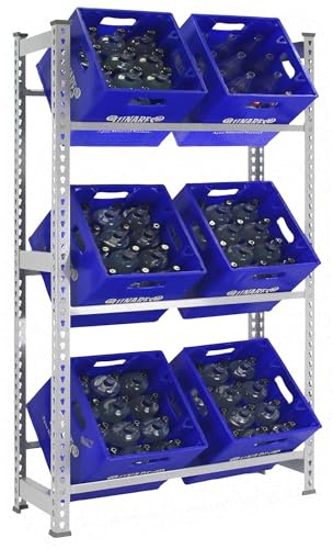 Simon Rack Estantería Cajas de Bebidas, 6 Cajas, 1800x800x300 mm, 3 Alturas, 100 kg de Punto Flexión, Estantería para Bebidas, Galvanizado - Simonbottle