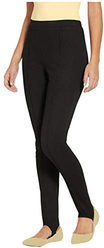 Ladies Ski Pants Womens Pull On Elasticated Stirrup Trousers Soft Stretchy Slim Skinny Leg Elastic Waist Band Comfy Fit Skinny Legging Bottoms(Black, 18)