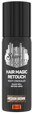 The Shave Factory Corrector de raíz de retoque mágico para cabello (Spray 100 ml, marrón medio)