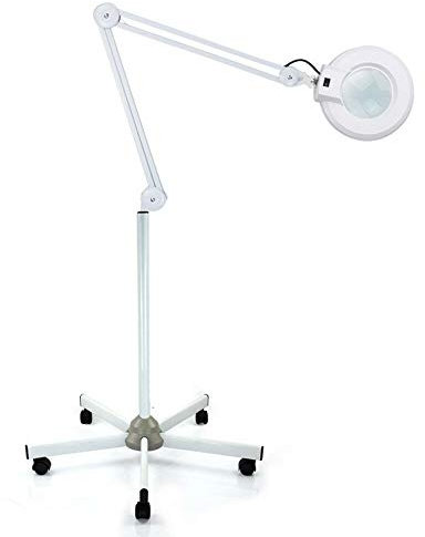 Futchoy LED-förstoringslampa, 5/8 dioptrier, stående förstoringslampa med stativ för tatuering, make-up, 24 W (8X)