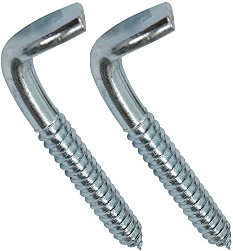 AERZETIX - C44753 - Juego de 2 - Tornillo roscado para madera - gancho en forma de L - escarpia para atornillar - Ø10x80mm - acero galvanizado - metal - bricolaje - renovación
