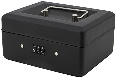 Time to Sparkle 6 inch Small Security Lock Box with Coin Tray Metal Material with Stainless Steel Handle 15 * 12 * 8cm Matt Black