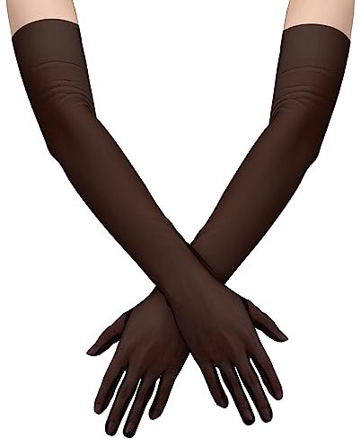 2stk Brauthandschuhe Lang, 67cm Lange Opernhandschuhe Halbfinger Spitzenhandschuhe Lang aus Glattem Stretch-Mesh-Tüll Brauthandschuhe für Oper Halloween Kostüm Party Tanz (Schwarz)