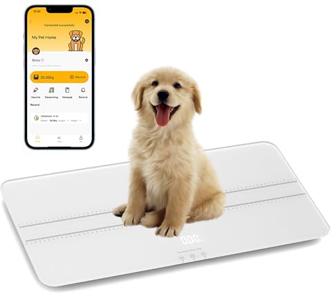 unipaws Bilancia digitale per animali domestici, max 99,8 kg, bilancia per cani e gatti, bilancia per bambini con 3 modalità di pesatura, libbre, kg, st, grande bilancia a piattaforma LED, precisione:
