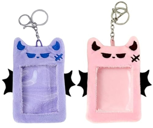 2 Piezas Funda Para Tarjeta, Funda De Tarjeta De Felpa, Titular De Tarjeta Reutilizable, Llavero Con Tarjetero, Simpático, Con Llavero, Tarjetero Para Foto, Tarjeta De Visita, Permiso De Trabajo