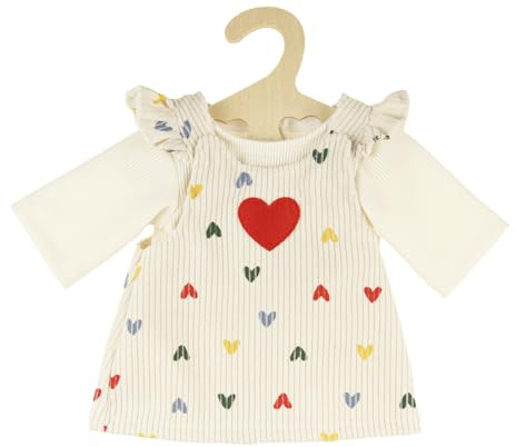 Heless 1530 - Ropa para muñecas ''Heart Confetti'', Conjunto de 2 Piezas con Vestido de Pana y Camiseta, para muñecas y Peluches de tamaño 28-35 cm